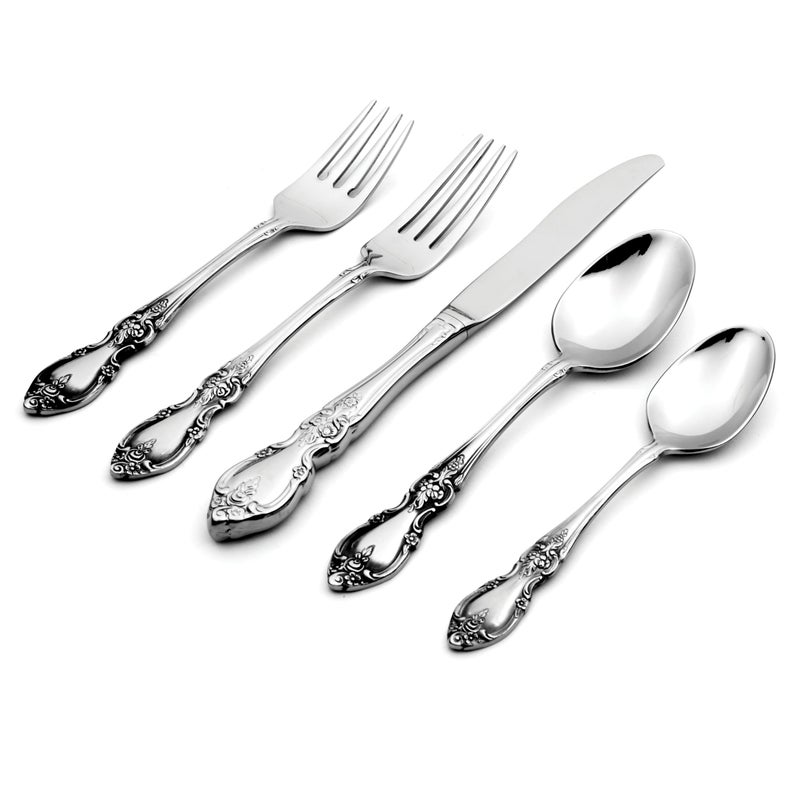 Oneida Silverware Set For 4, Louisiana 20-Piece Fine Flatware Set, Service For 4, 18/8 Stainless Steel, Silver, Mirror Finish, Knives Spoons and Forks, Dishwasher Safe, Tableware (Silver, 20 Pieces) - Image 3